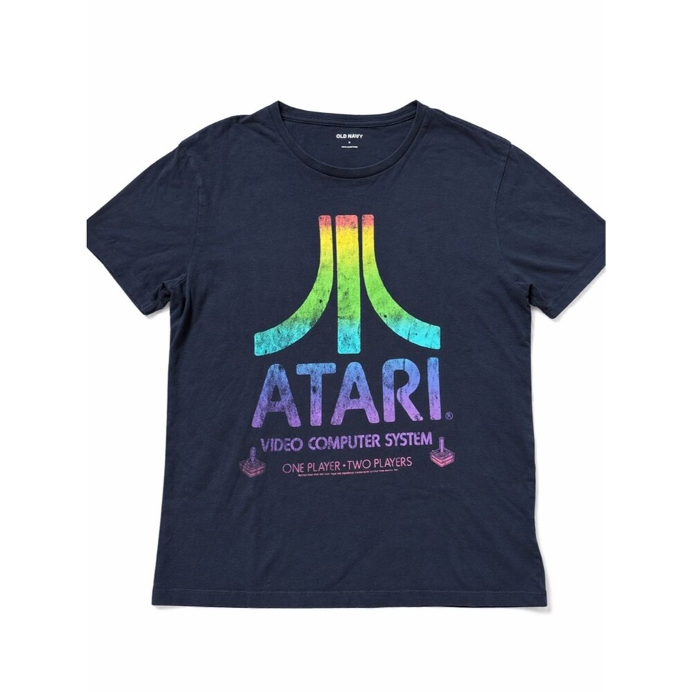 Atari Graphic Tee Navy Mens Small Retro Gaming 80s